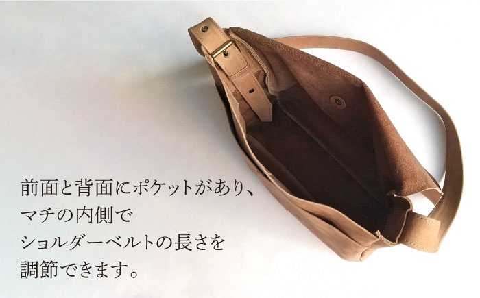 ハンドメイド 牛革製 ショルダーバッグ Lサイズ 【M.シダータのアトリエ】 [AKAV005]