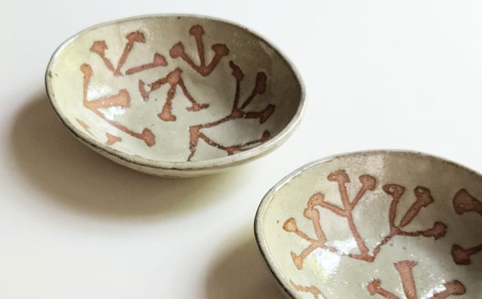 みつまたオーバル小鉢2個セット 陶器 うつわ お皿【うつわの行方】 [AKGG004]