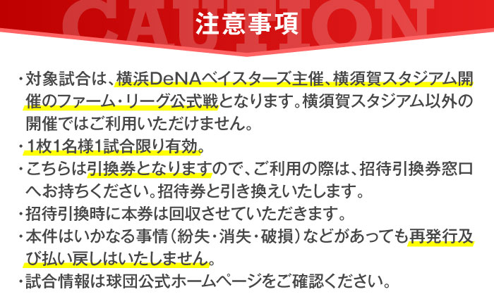 横浜DeNAベイスターズ ファーム・リーグ公式戦チケット 引換券 大人5試合分【株式会社横浜DeNAベイスターズ】 [AKIF005]