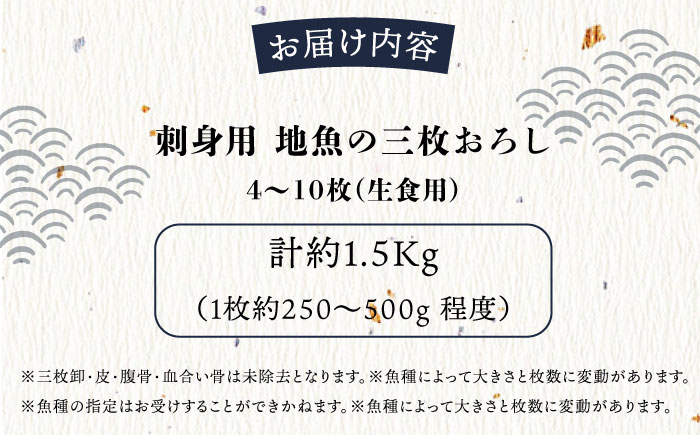 お刺身用 三浦半島の天然地魚 三枚おろし 約1.5kg 刺身 魚 処理済み 下処理済み 三枚おろし　【長井水産株式会社】 [AKAJ028]