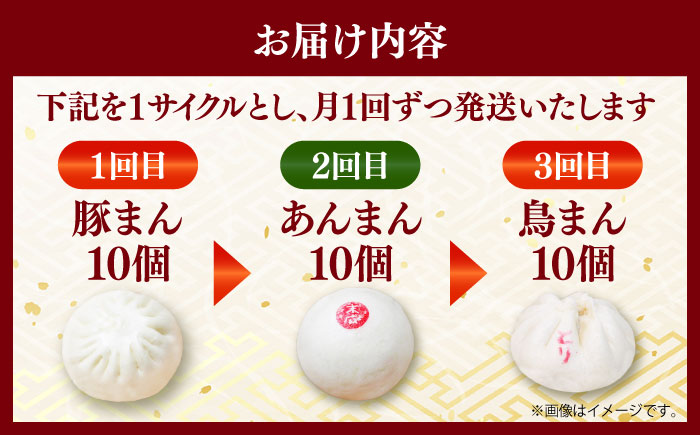 【全12回定期便】毎月10個ずつ届く！ ほかほか中華まん 食べ比べ定期便 【SUEHIRO】 [AKAS035]
