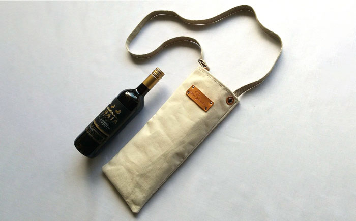 ハンドメイド 帆布 バゲット(ワイン)バッグ 【M.シダータのアトリエ】 [AKAV006]