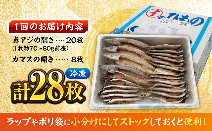 【全3回定期便】漁師町佐島 干物2種セット 28枚 アジ カマス 干物 横須賀 【石川水産】 [AKCX010]