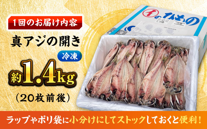 【全3回定期便】 【訳あり】漁師町佐島 真アジの開き 約1.4kg（20枚前後）セット 干物 横須賀 【石川水産】 [AKCX017]