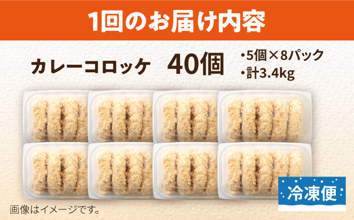 【全6回定期便】カレーコロッケ 40個 3.4kg【有限会社丸伸商事】 [AKFH028]