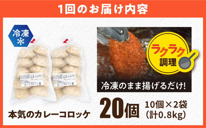 【全3回定期便】本気のカレーコロッケ20個 0.8kg【三富屋商事株式会社】 [AKFJ074]
