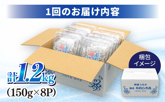 【全3回定期便】釜揚げしらす1.2kg（150ｇ×8パック）【かねしち丸水産】 [AKFL006]