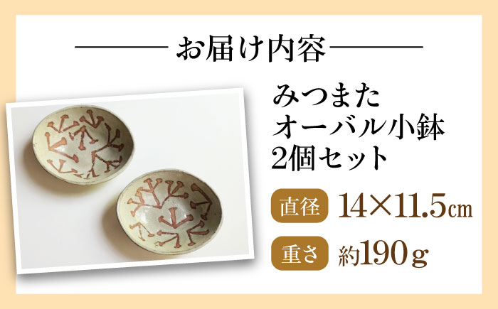 みつまたオーバル小鉢2個セット 陶器 うつわ お皿【うつわの行方】 [AKGG004]