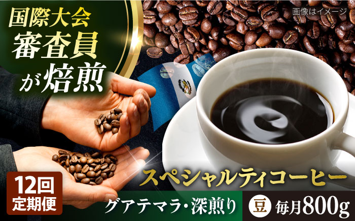【全12回定期便】コーヒー豆 自家焙煎 深煎り グアテマラ 200g×4 TSUKIKOYA COFFEE ROASTER ツキコヤ【株式会社RUINS】 [AKAD012]