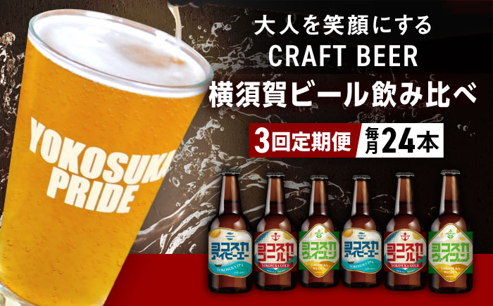 【全3回定期便】飲み比べ ビール 3種　24本セット （330ml瓶×計72本） クラフトビール【有限会社たのし屋本舗】 [AKAE056]