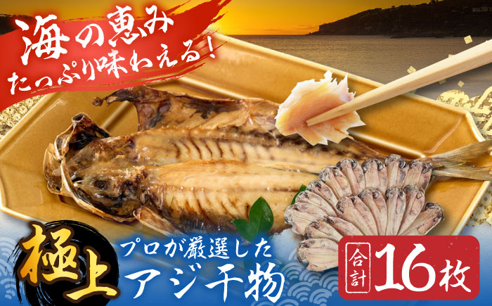 三浦半島 極上アジ干物 16枚 【長井水産株式会社】 [AKAJ022]