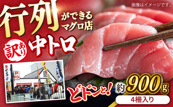 【年内発送の受付は12月24日まで！】【訳あり】天然 まぐろ 中トロ メバチ 計約900g (4柵入り) 年内発送 【横須賀商工会議所 おもてなしギフト事務局（本まぐろ直売所 横須賀本店）】[AKAK010]
