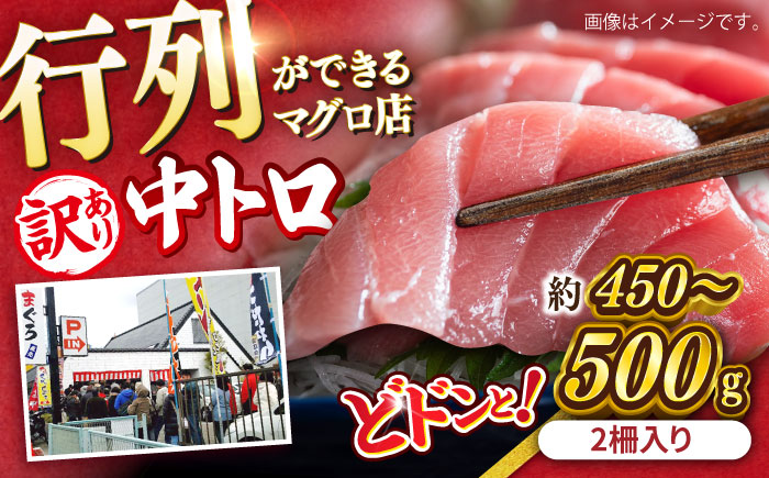 【年内発送の受付は12月24日まで！】【訳あり】天然 まぐろ 中トロ メバチ （約450～500g（2柵入り）） 年内発送 【横須賀商工会議所 おもてなしギフト事務局（本まぐろ直売所 横須賀本店）】 [AKAK090]