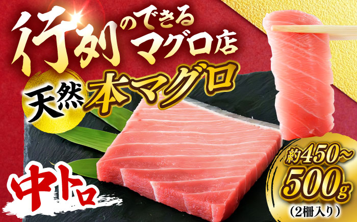 天然 本まぐろ 中トロ（約450～500g（2柵入り）） 【横須賀商工会議所 おもてなしギフト事務局（本まぐろ直売所 横須賀本店）】 [AKAK100]