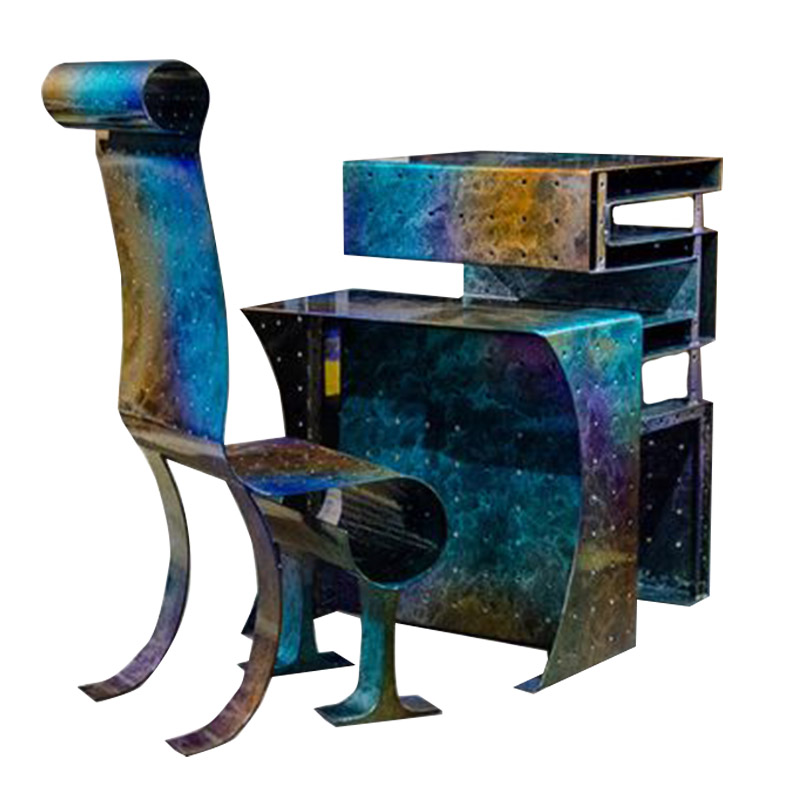 フラクタル テーブル・椅子 3点セット（タワー型トールテーブル・デスク型テーブル・椅子）【アリスリー株式会社】 [AKBE004]