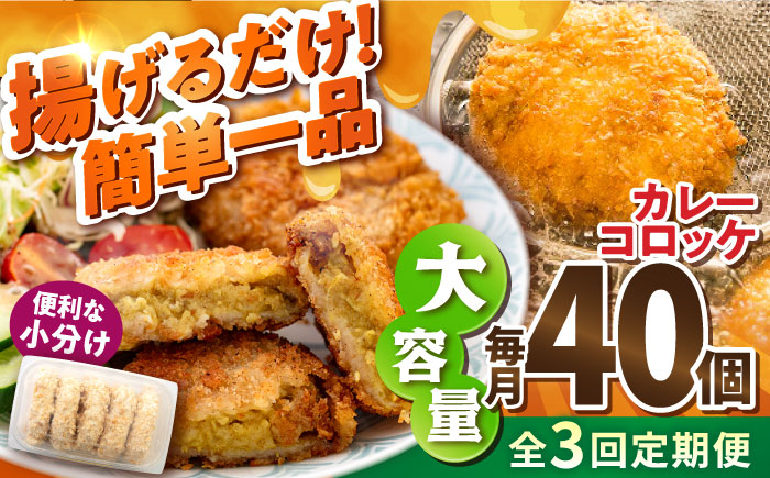 【全3回定期便】カレーコロッケ 40個 3.4kg【有限会社丸伸商事】 [AKFH027]