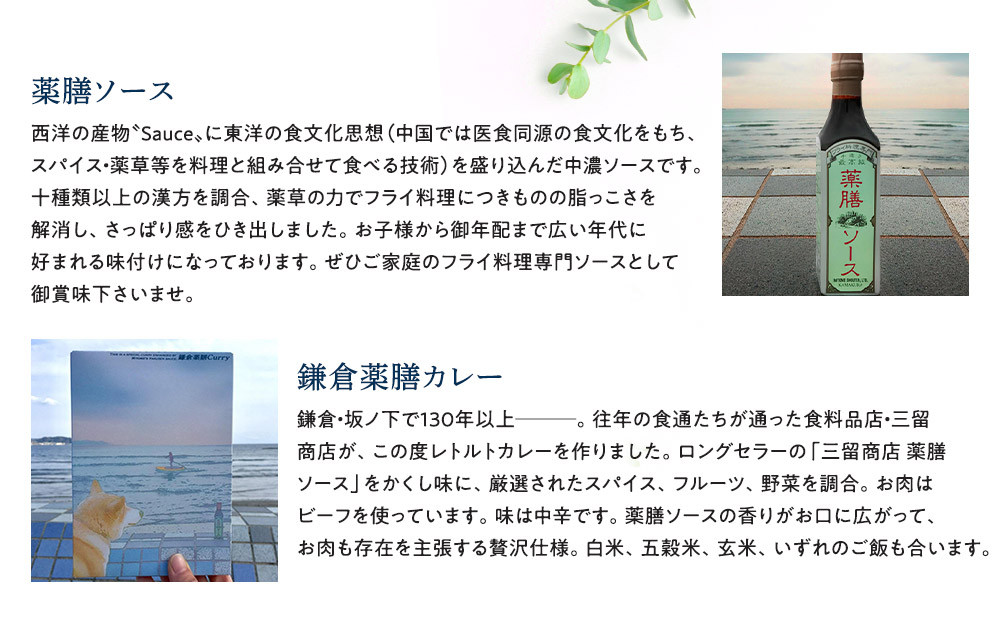【鎌倉三留商店】薬膳ソース６本、鎌倉薬膳カレーレトルト４食