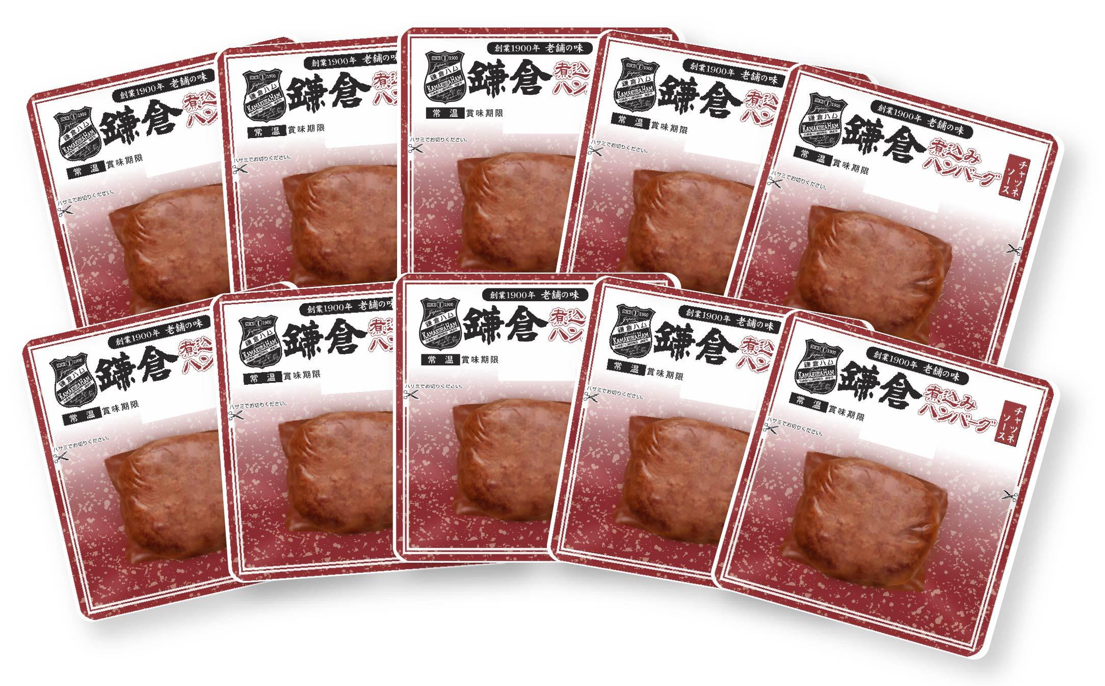 【ふるさと納税】【鎌倉ハム富岡商会】 鎌倉煮込みハンバーグ（チャツネソース）10個セット