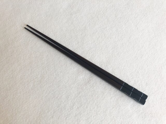 鎌倉彫　箸「市松」黒　21.5cm
