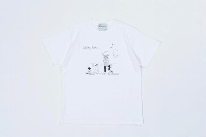 《2》【KEYMEMORY鎌倉】Sea heartイラストTシャツ WHITE