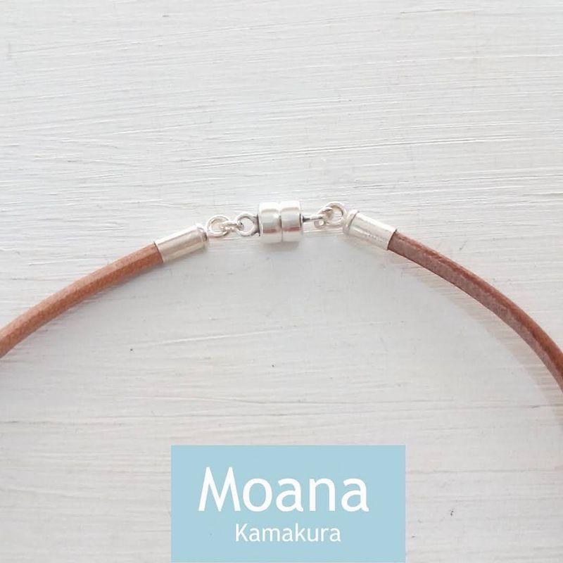 【メンズ】シルバー＆牛革チョーカー  Natural Brown