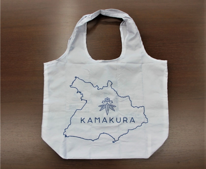 【白色】エコバッグ「エコ！鎌倉」 | 雑貨 エコバッグ エコ  人気 おすすめ 環境 再生材 手提げ 鎌倉 神奈川 送料無料