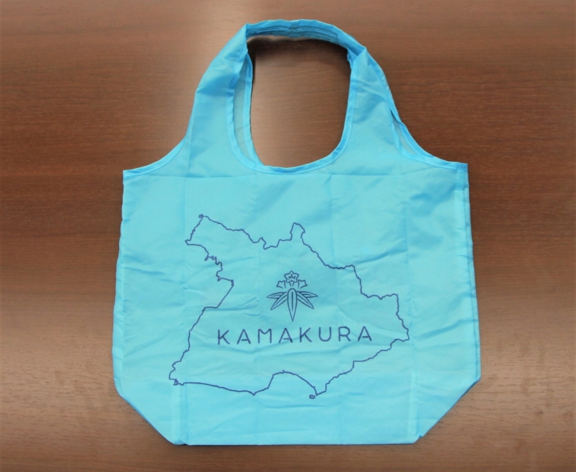 【水色】エコバッグ「エコ！鎌倉」 | 雑貨 エコバッグ エコ  人気 おすすめ 環境 再生材 手提げ 鎌倉 神奈川 送料無料