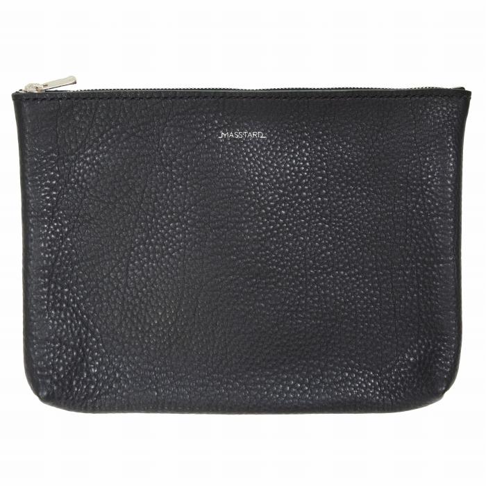 MASSTARD -MINIMAL LEATHER POUCH LARGE- BLACK