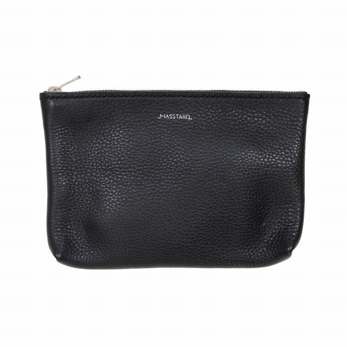 MASSTARD -MINIMAL LEATHER POUCH MEDIUM- BLACK