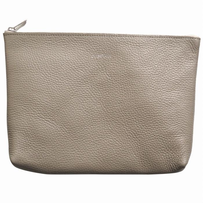 MASSTARD -MINIMAL LEATHER POUCH LARGE- GREIGE