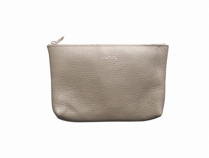 MASSTARD -MINIMAL LEATHER POUCH MEDIUM- GREIGE