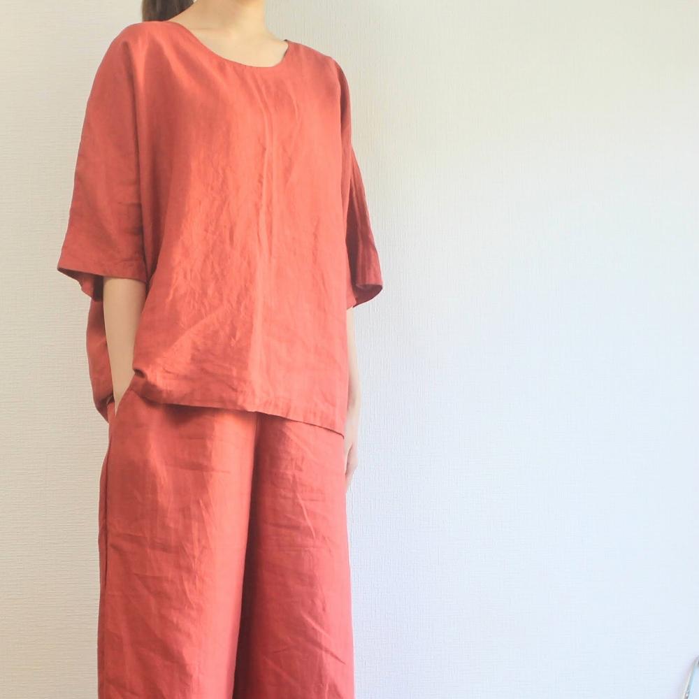 北鎌倉のアトリエよりお届け　フレンチリネンドルマンブラウス