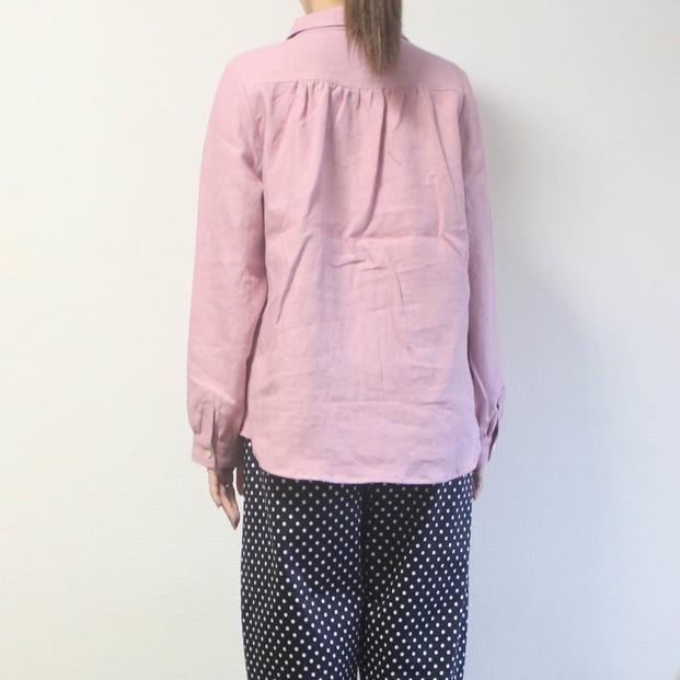 北鎌倉のアトリエよりお届け フレンチリネンのピンタックブラウス【カラー：ピンク】