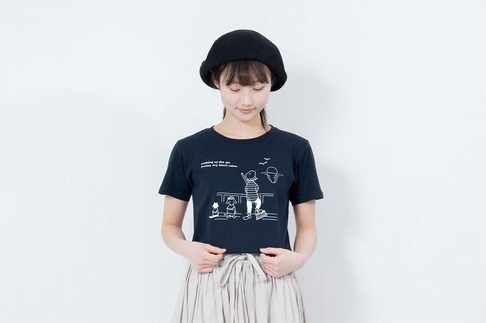 《2》【KEYMEMORY鎌倉】Sea heartイラストTシャツ NAVY