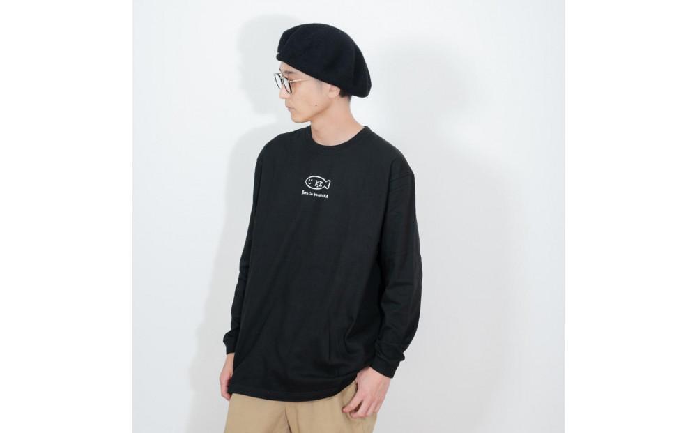 《1》【KEYMEMORY 鎌倉】フィッシュイラストロングTシャツ　BLACK