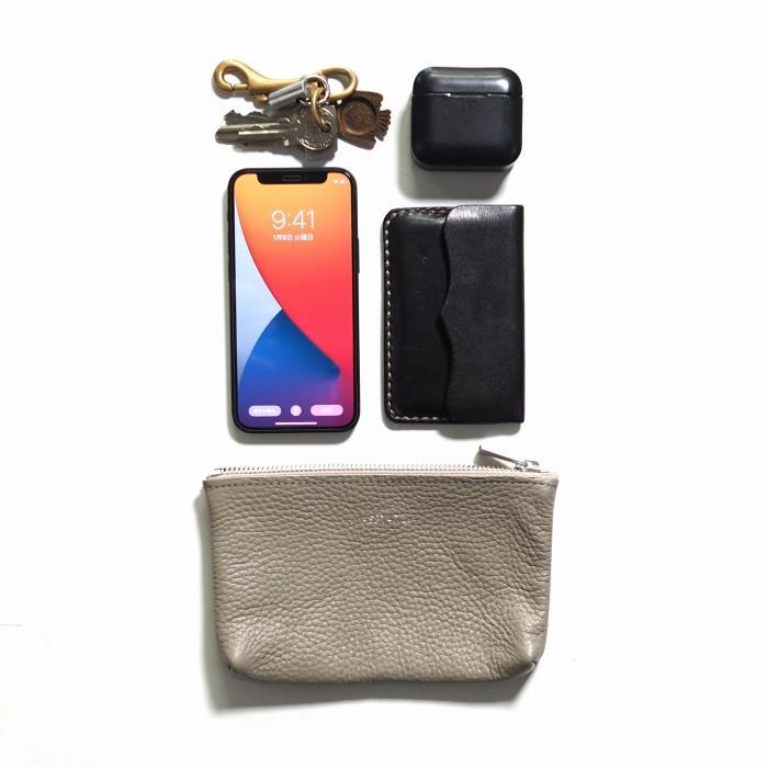 MASSTARD -MINIMAL LEATHER POUCH SMALL- GREIGE