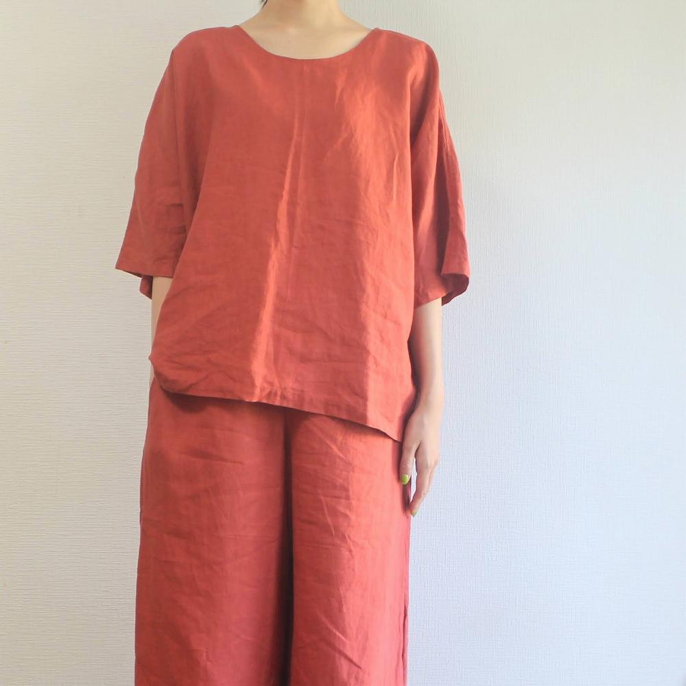 北鎌倉のアトリエよりお届け　フレンチリネンドルマンブラウス