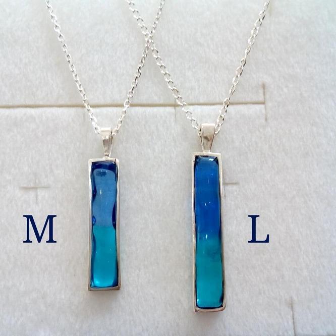 【レディース／メンズ】スクエアペンダント Aqua Blue & Crystal Turquoise