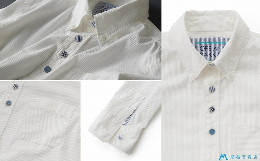 【Sサイズ】【DOPE&DRAKKAR】MixBlue くるみボタンシャツ 藤巻百貨店別注モデル