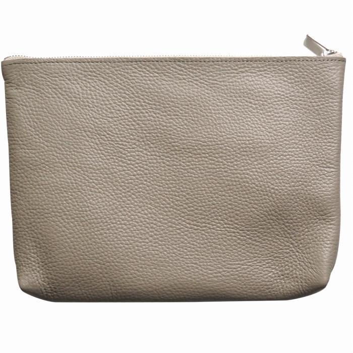 MASSTARD -MINIMAL LEATHER POUCH LARGE- GREIGE