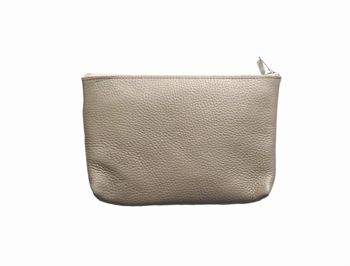 MASSTARD -MINIMAL LEATHER POUCH MEDIUM- GREIGE