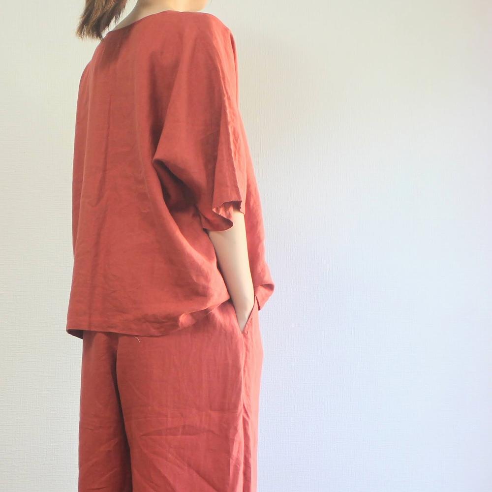 北鎌倉のアトリエよりお届け　フレンチリネンドルマンブラウス