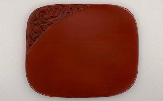 鎌倉彫　倶利文小皿　朱