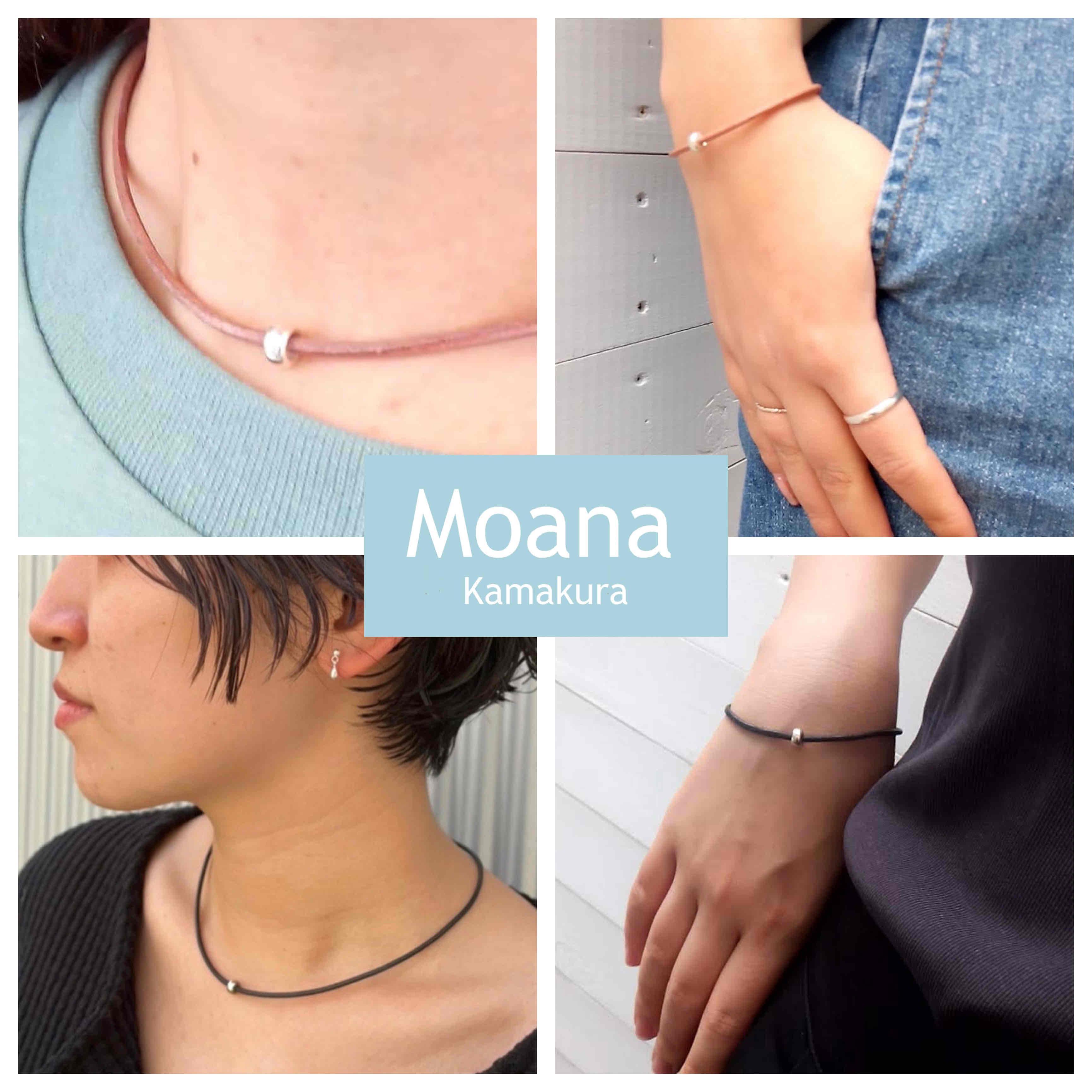 【レディース】シルバー＆牛革ブレスレット  Black