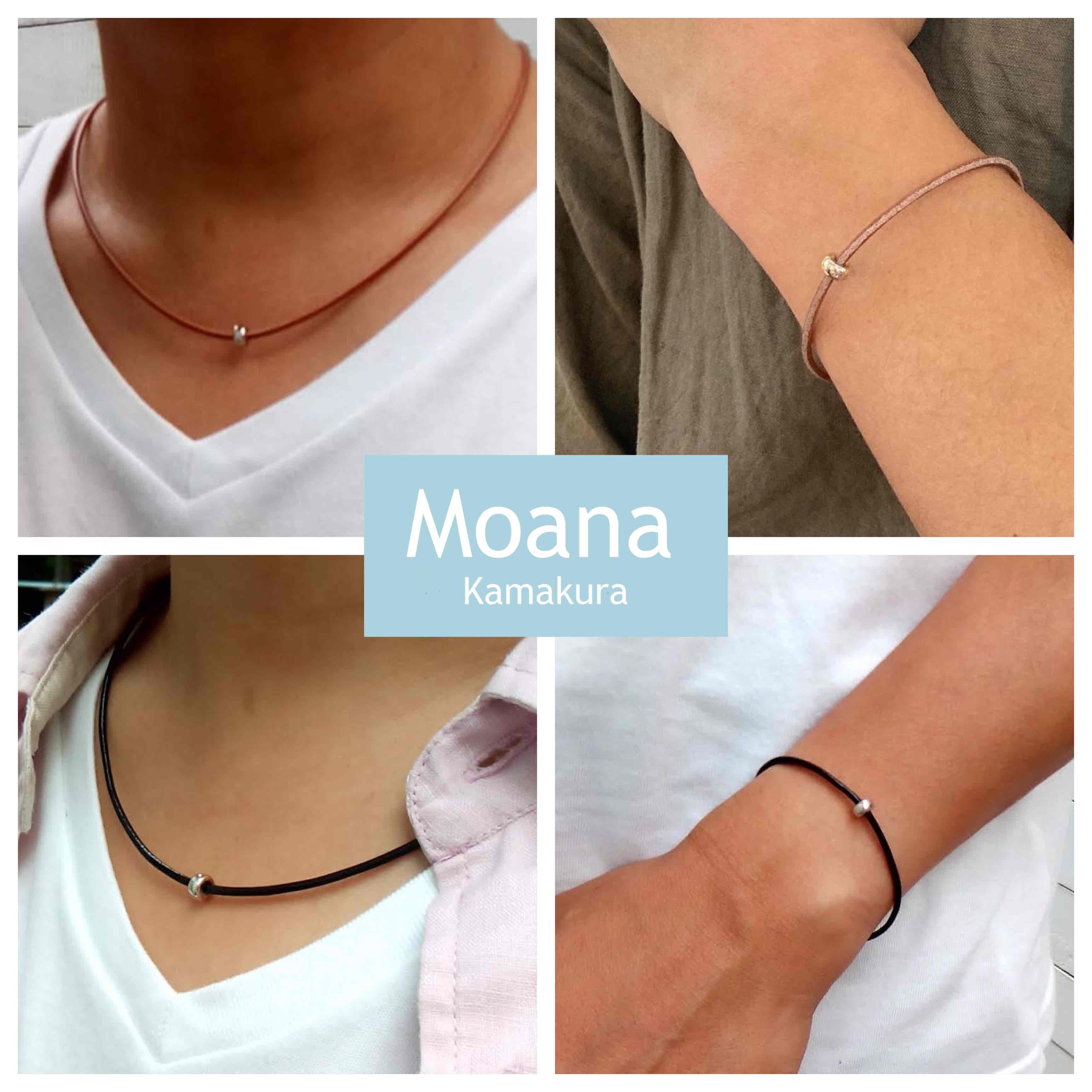 【メンズ】シルバー＆牛革ブレスレット  Black