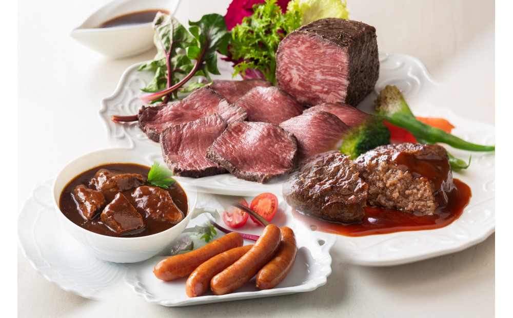 鎌倉山 セレクション4種（和牛モモローストビーフ２００ｇ、ハンバーグ１００ｇ×２、あらびきウインナー１００ｇ×２、国産牛赤ワイン煮込み１５０ｇ×２）