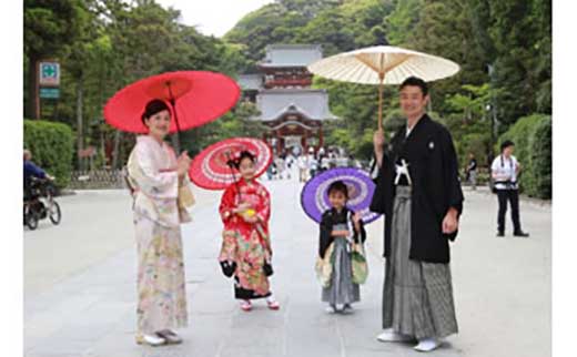 鎌倉七五三お祝いフルパック　スタジオ&屋外ロケーション撮影　(人力車付)