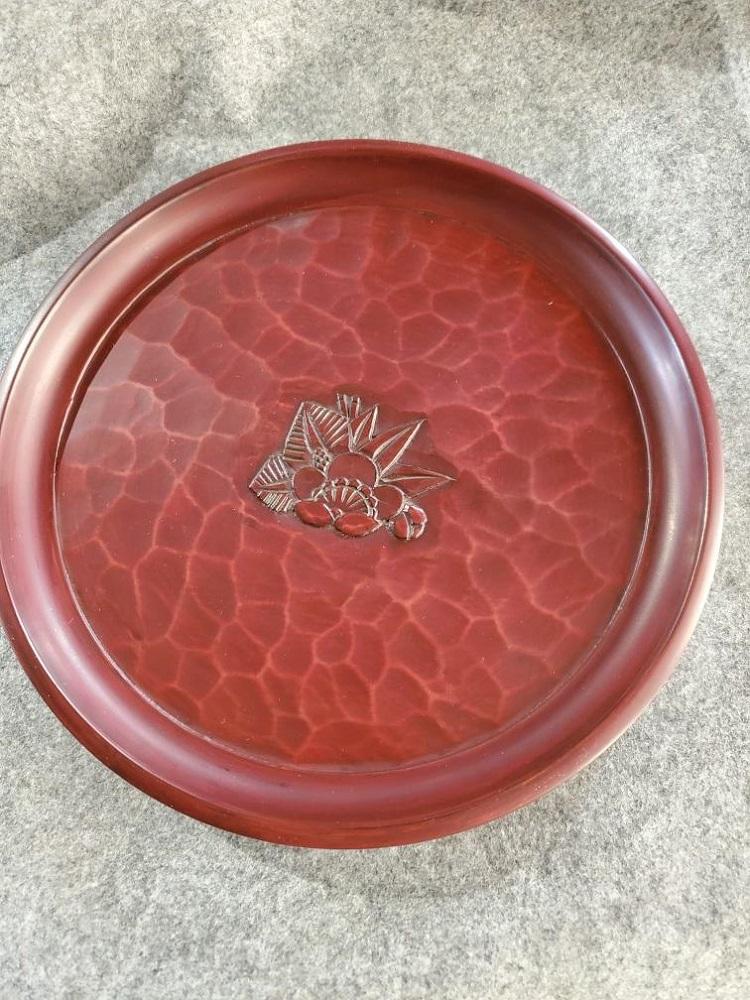 鎌倉彫　7寸　丸盆　松竹梅文