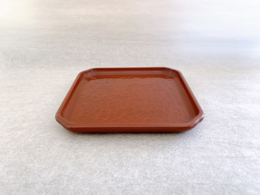 鎌倉彫　5寸木瓜ソーサー　弁柄