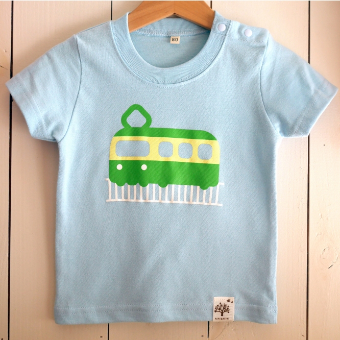 【ライトブルー・100】江ノ電キッズTシャツ